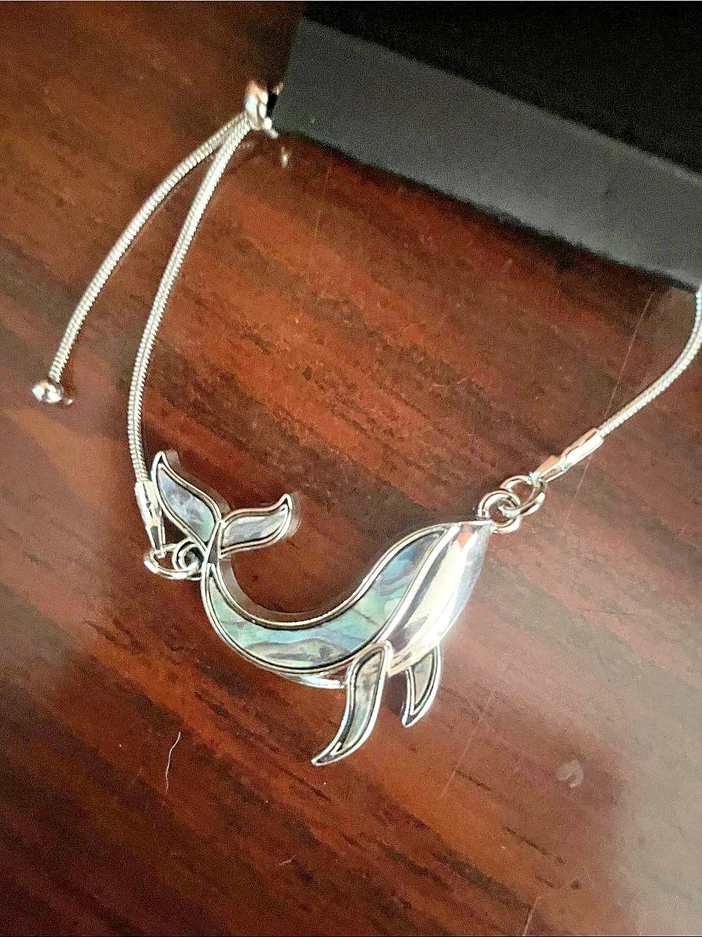 PaparaZZi Whale Tail Pendant Necklace in Silver Like New
